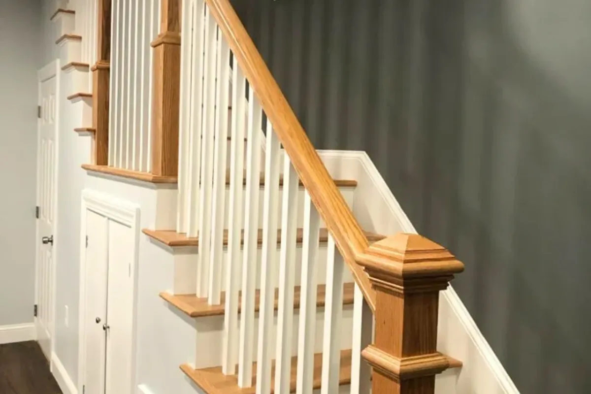 New stair treads and risers installed during a staircase rebuild by Innov Builders in Reading, MA